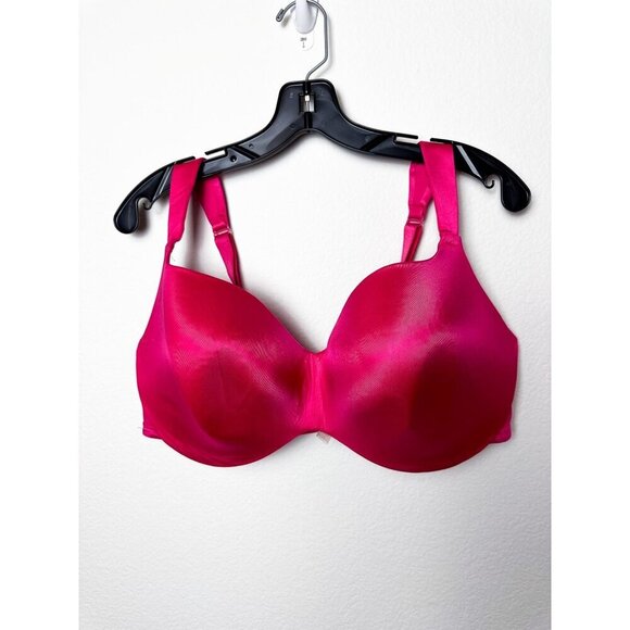 Cacique Satin Pink Smooth Lightly Lined Balconette BraWomens Pink 42DDD - Picture 1 of 6